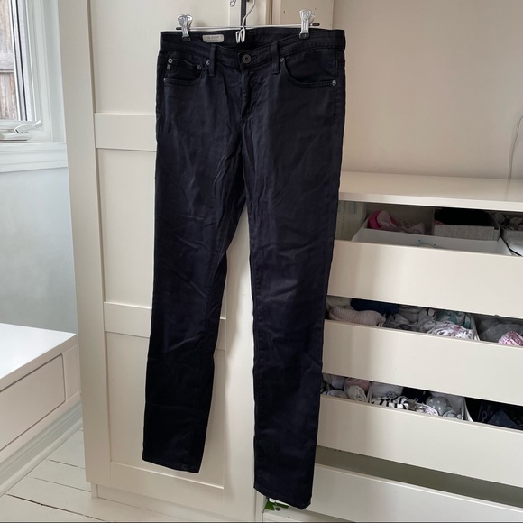 AG Adriano Goldschmied “Stevie” (slim, straight) black jeans, 28R - Picture 2 of 7